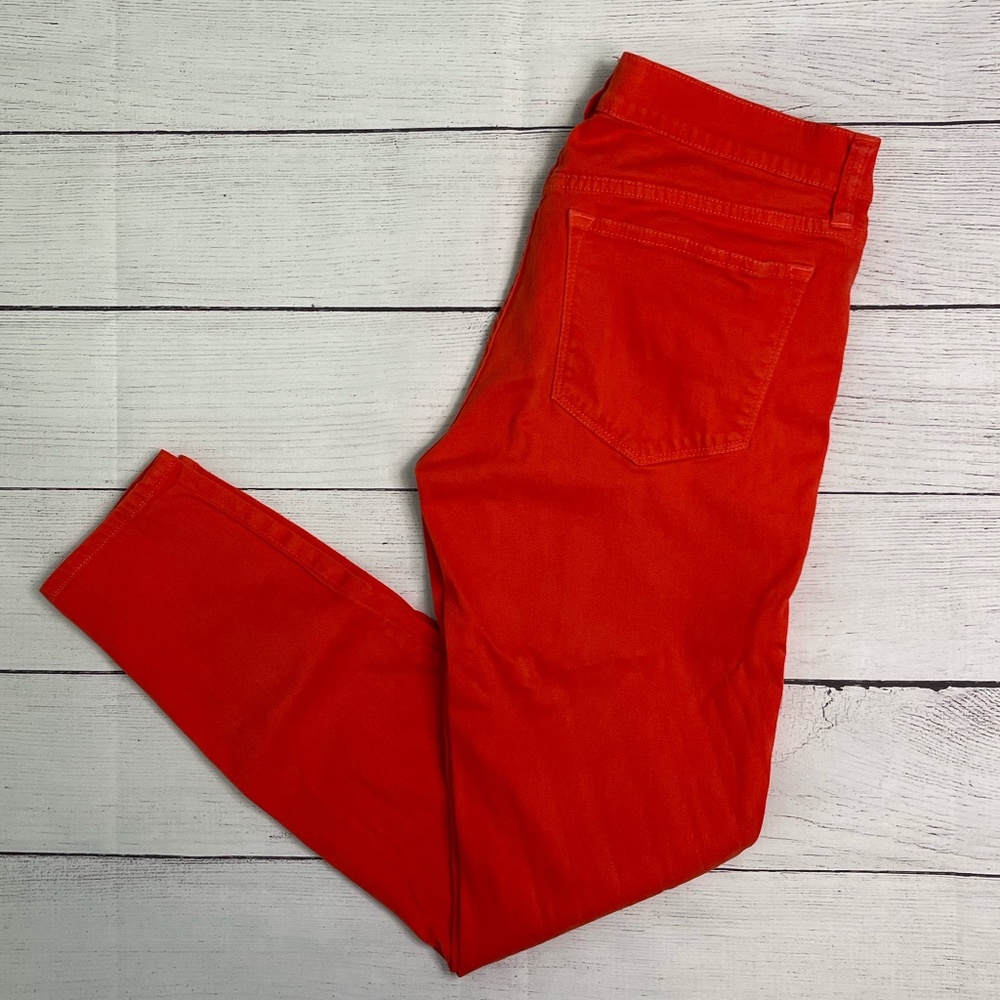 Red J. Crew Toothpick Skinny Jeans